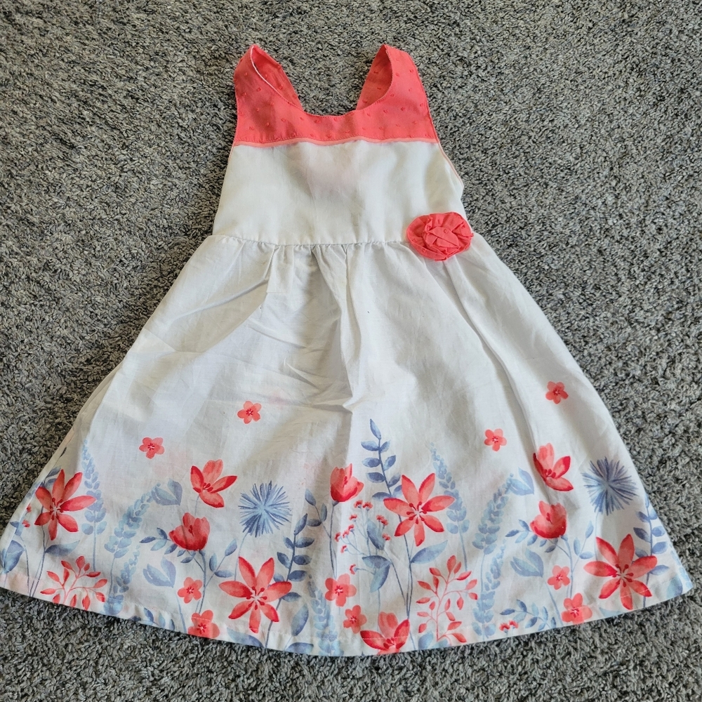 Penny M Coral and White Floral Kids Dress Size 4T *NWOT*
